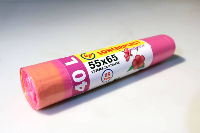 VREĆA ZA SMEĆE 40L 15/1 SA VEZICOM ROZE, MIRISNA