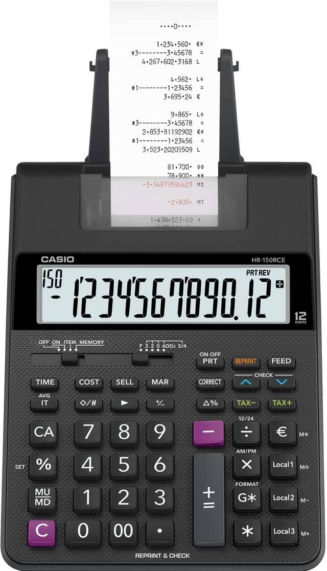 KALKULATOR S TRAKOM + ADAPTER HR-150RCE-WB-EC CASIO