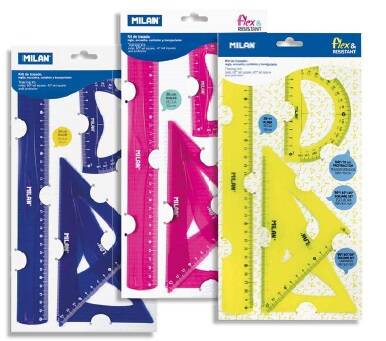 GEOMETR.SET ŽUTI (RAVNALO,2 TROKUTA,KUTOMJER) 359801Y MILAN