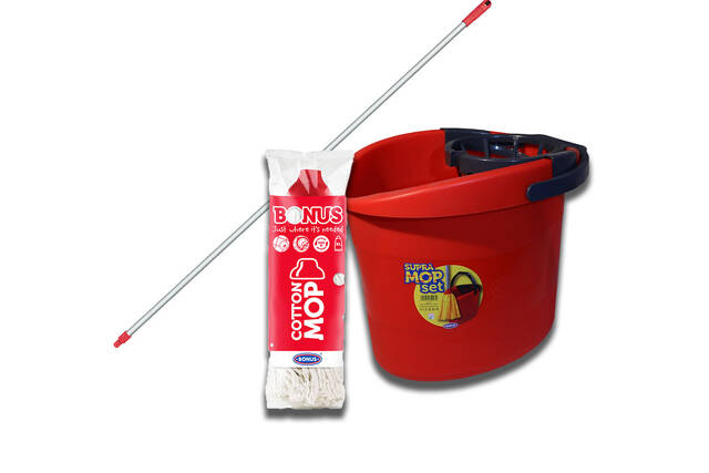 MOP SET SUPRA (KANTA 18L SA CIJEDILOM+MOP+AL.DRŠKA 130CM) BONUS  BNS/B272
