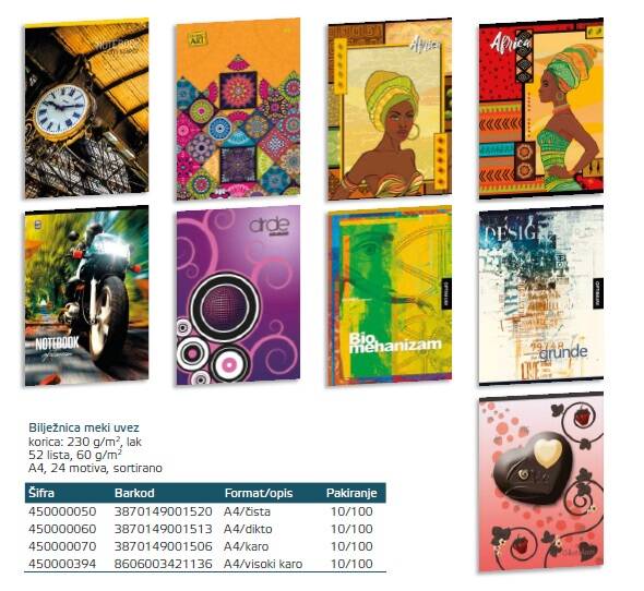 BILJEŽNICA A4 52 LISTA VISOKI KARO