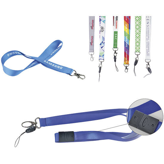 Sublimacijska trakica 2x90 cm, za mobilni telefon sa metalnim karabinjerom i plastičnom kopčom