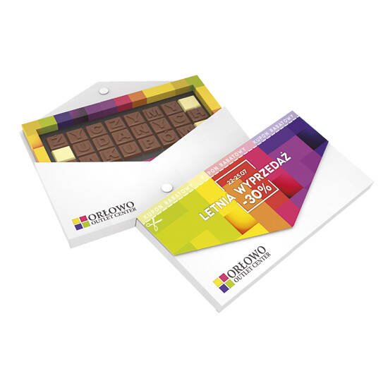 Čokolada s porukom u 3 reda u kuverti