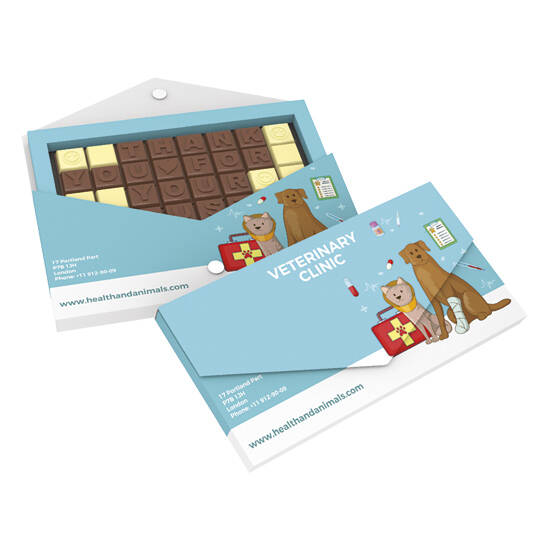 Čokolada s porukom u 4 reda u kuverti 